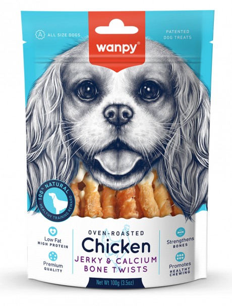 Wanpy Kalsiyumlu Gerçek Tavuk Sargı Köpek Ödülü 100 gr